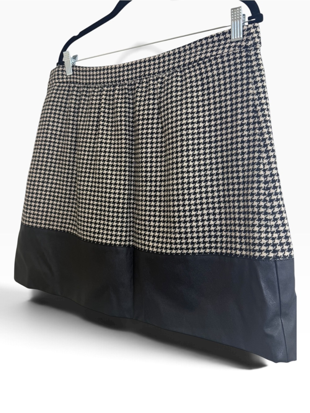Black Houndstooth A-Line Mini Skirt size 14
